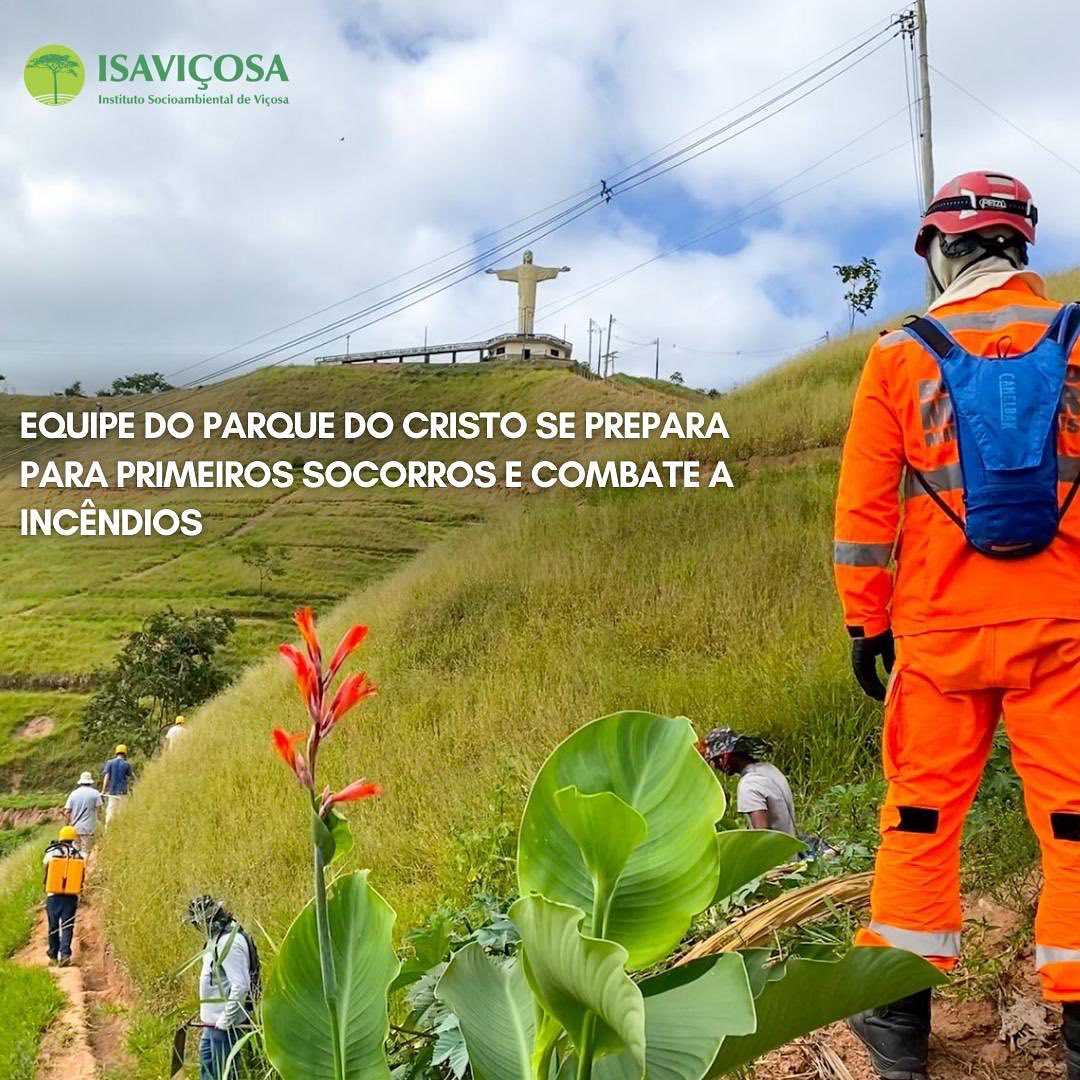 Equipe do Parque do Cristo se prepara para combate a incendios e primeiros socorros