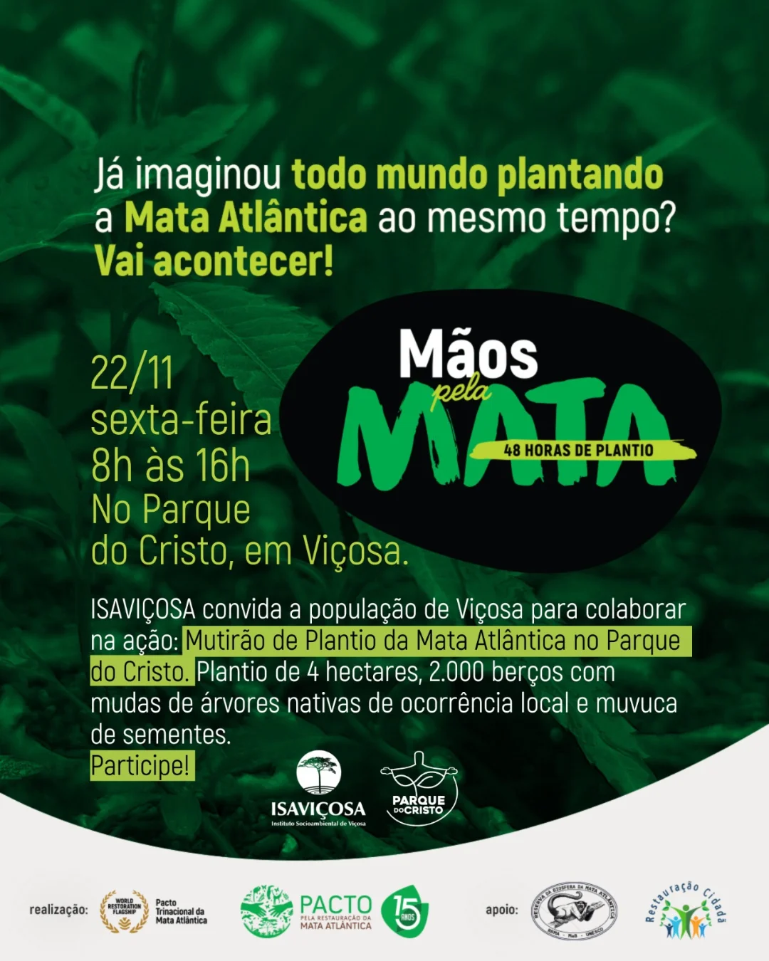 ISAVICOSA promove Mutirao de Plantio no Parque do Cristo - Maos pela Mata