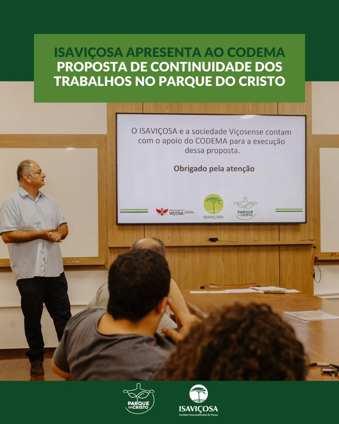 Equipe técnica do ISAVIÇOSA na reunião com o CODEMA sobre o Parque do Cristo
