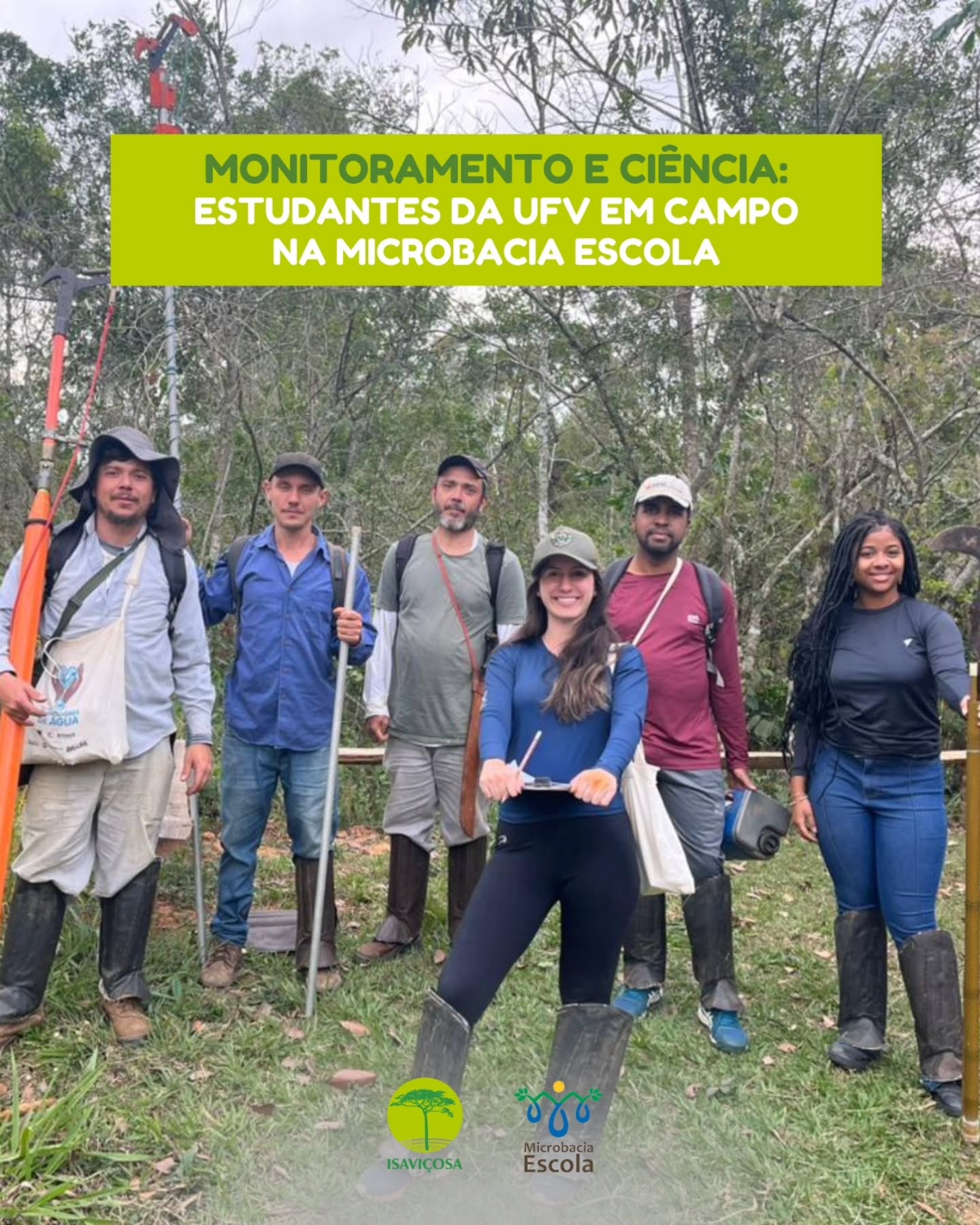 Estudantes da UFV em atividade de monitoramento na Microbacia Escola/ISAVIÇOSA